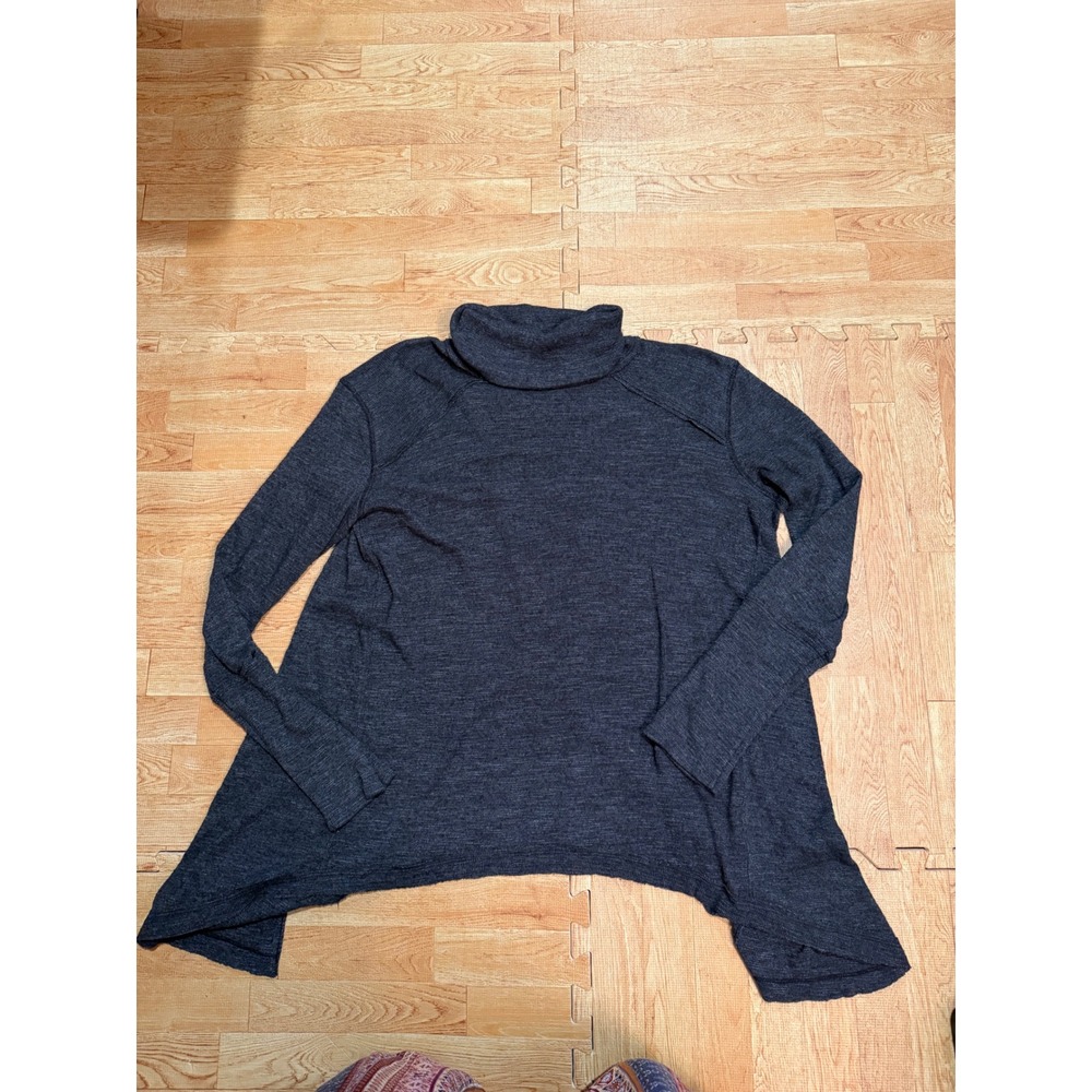 We The Free Free People Grey Turtleneck Split Back High Low Knit Top Medium